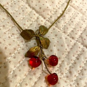 Gold Chain with Gold Leaf Cherries